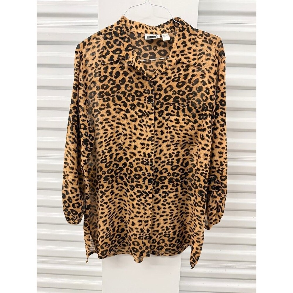 Chico's Leopard Print Silk Blouse Size 2